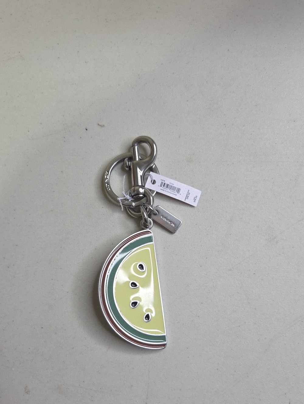 Coach Lime & Green Watermelon Slice Keychain Charm
